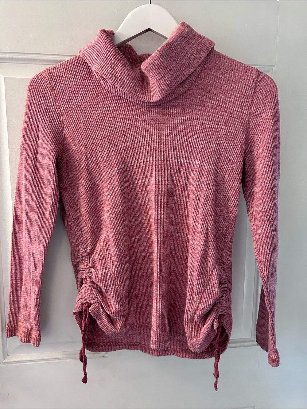 J. Jill Dusty Rose Turtleneck Long Sleeve Ruched-Side Top